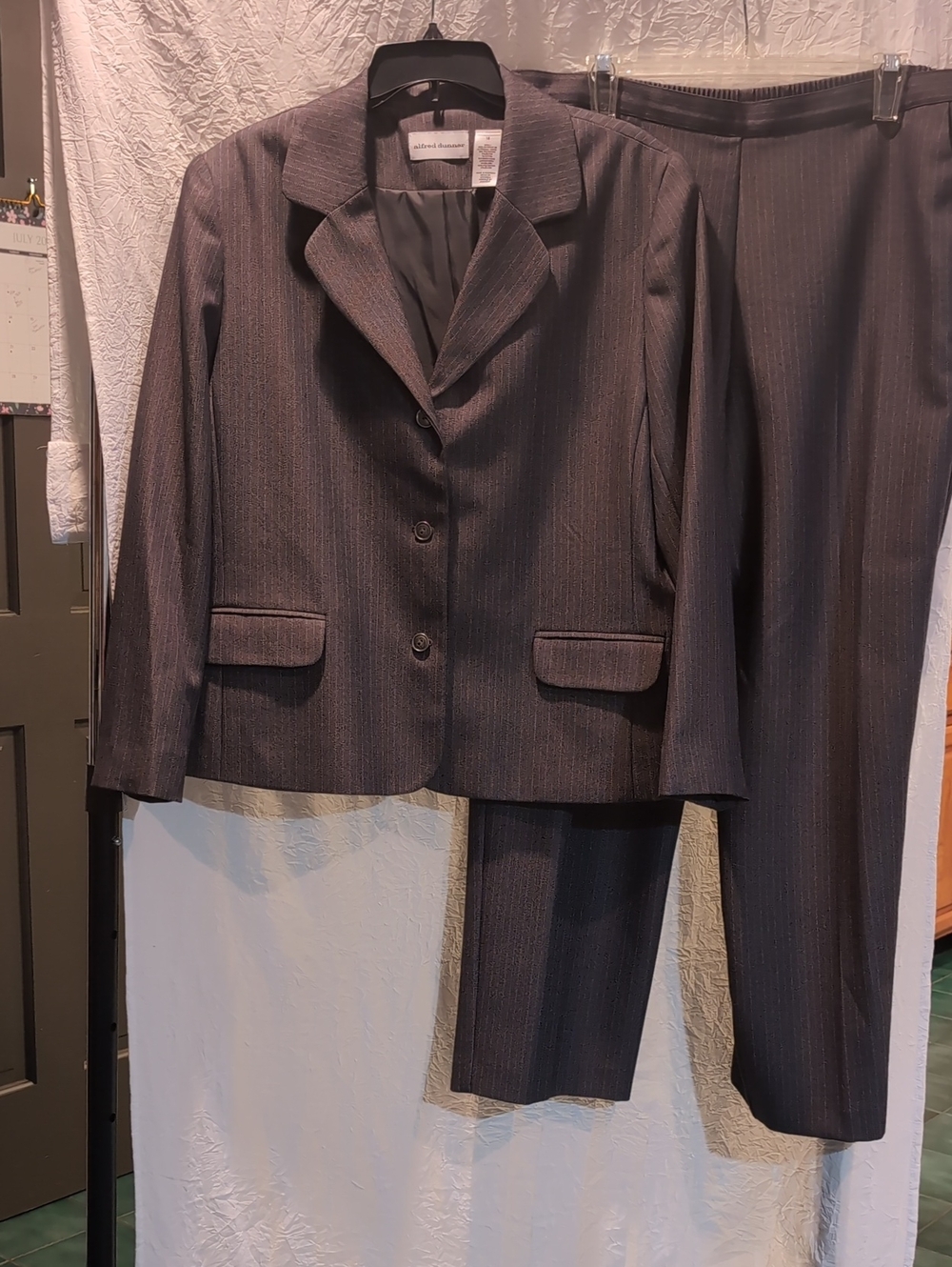Alfred Dunner Charcoal Pinstripe Women's Suit Jacket & Pants